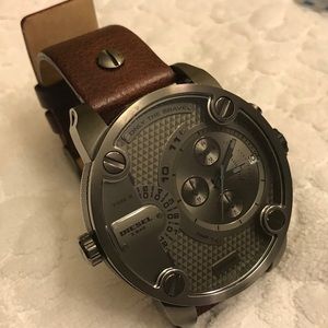 Men's Little Daddy Gunmetal Brown Leather Watch
